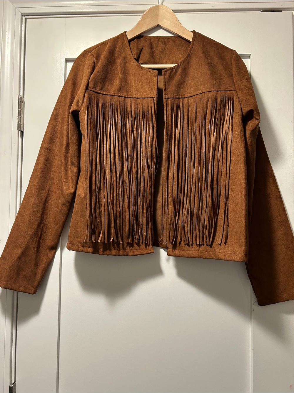 Fringe Suede-Style Brown Women's Jacket